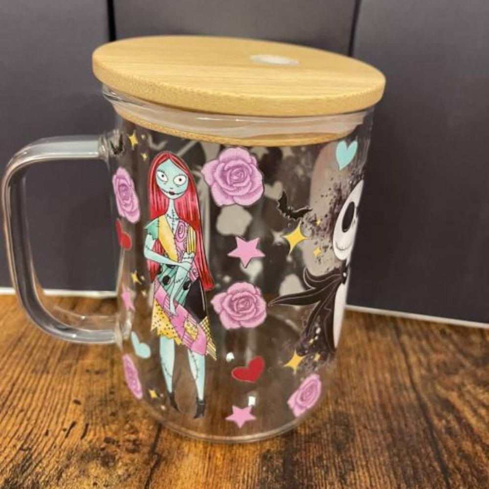 JACK AND SALLY GLASS TUMBLER MUG 17oz